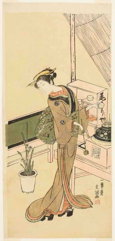 Serveuse à la maison de thé Owariya - Ippitsusai Bunchō