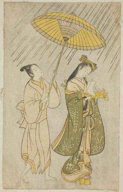 Parodie de Komachi priant pour la pluie - Ishikawa Toyonobu