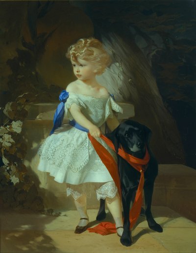 Fille avec chien, années 1860 - Ivan Kosmich Makarov