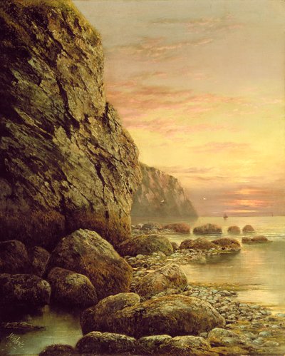 Paysage marin avec falaise au coucher du soleil, 1889 - J. H. Blunt