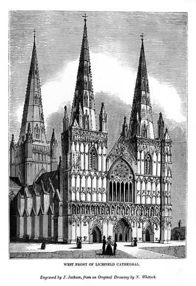 Façade ouest de la cathédrale de Lichfield, 1843 - J. Jackson