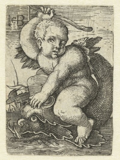 Putto sur un dauphin - Jacob Binck