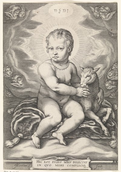 Enfant Jésus assis avec un agneau - Jacob Matham