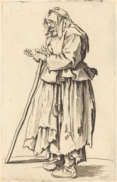 Mendiante recevant la charité - Jacques Callot