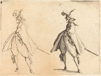 Gentleman en grand manteau, vue de face - Jacques Callot