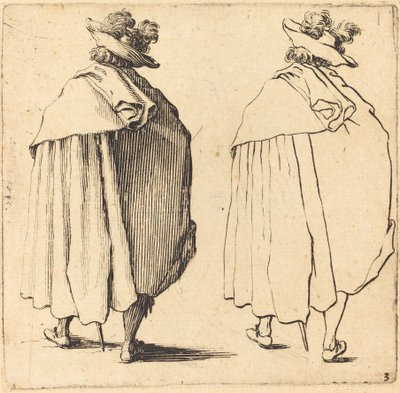 Homme en manteau, vu de dos - Jacques Callot