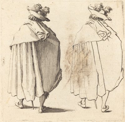 Homme en manteau, vu de dos - Jacques Callot