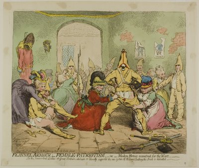 Armure en flanelle; Patriotisme féminin - James Gillray