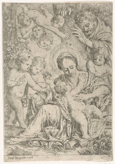 La Sainte Famille avec des anges - Jan Baptist Herregouts