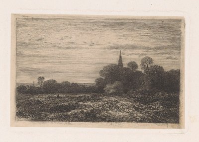 Paysage avec clocher - Jean Alexis Achard