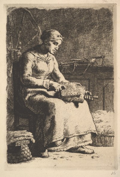 La cardeuse de laine, 1834-75 - Jean Francois Millet