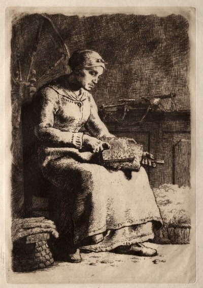 Femme cardant - Jean Francois Millet