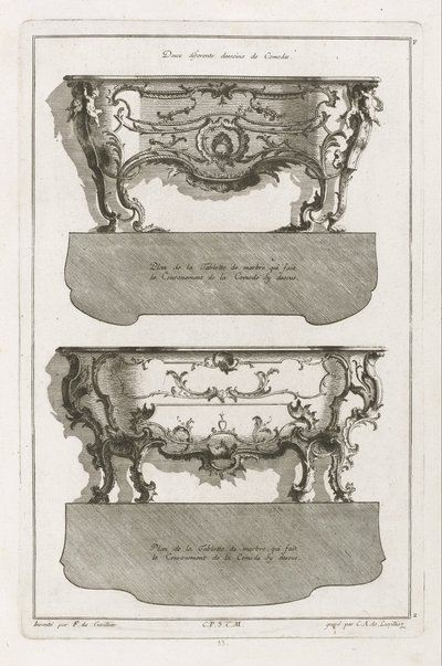 Deux différents desseins de commodes - Jean François Cuvilliés