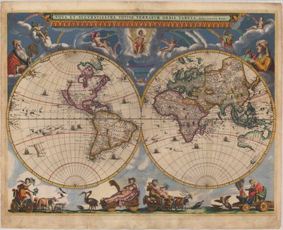 Carte du monde à double hémisphère - Joan Blaeu