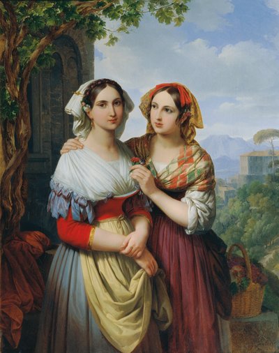 Deux filles dans un paysage - Johann Nepomuk Ender