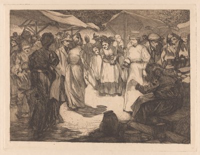 Scène de marché avec hommes et femmes - Johannes Josephus Aarts