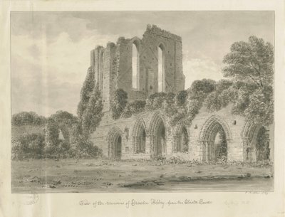 Abbaye de Croxden : dessin sépia - John Buckler