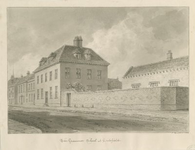 Lichfield - École secondaire : dessin sépia - John Buckler