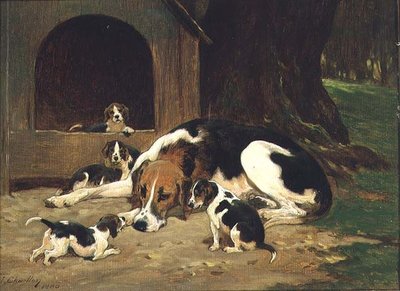 Une chienne Foxhound avec sa portée - John Charlton