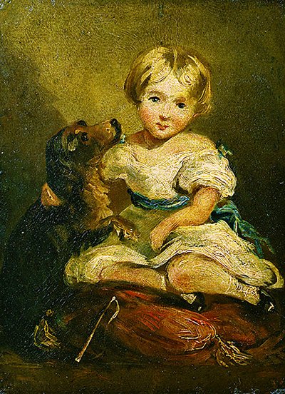 Fille avec un chien - John Constable