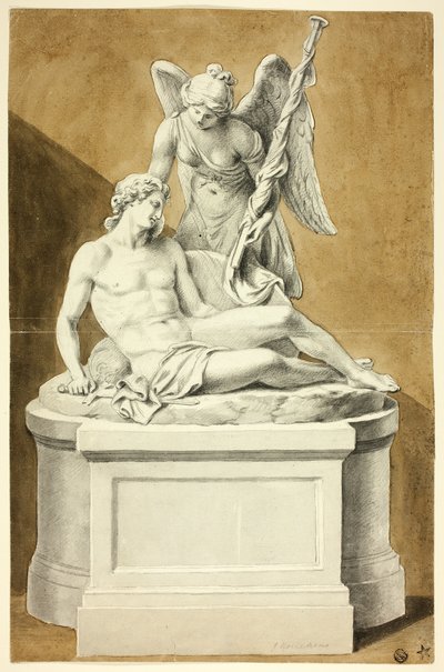 Monument avec guerrier mort et ange - Joseph Nollekens