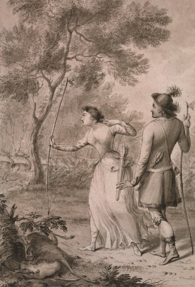 Robin des Bois et Clarinda chassant le cerf - Joseph Slater