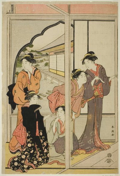 Femmes dans un manoir - Katsukawa Shuncho