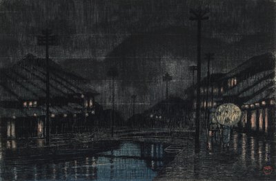 Pluie du soir à Tajima Kinosaki - Kawase Hasui