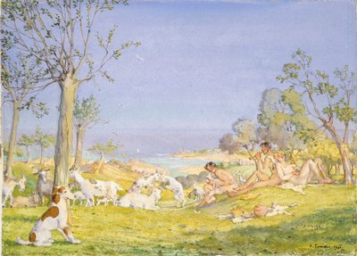 Paysage avec bergers et chèvres - Konstantin Somov