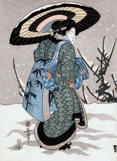 Fille dans la tempête de neige - Kuniyasu