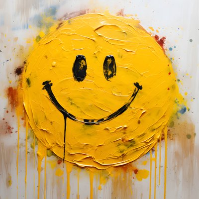 visage souriant jaune peint en impasto 4 - Kurt Heppke