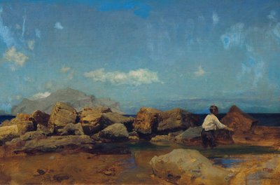 Côte marine avec Monte Pellegrino près de Palerme - Leopold Carl Muller