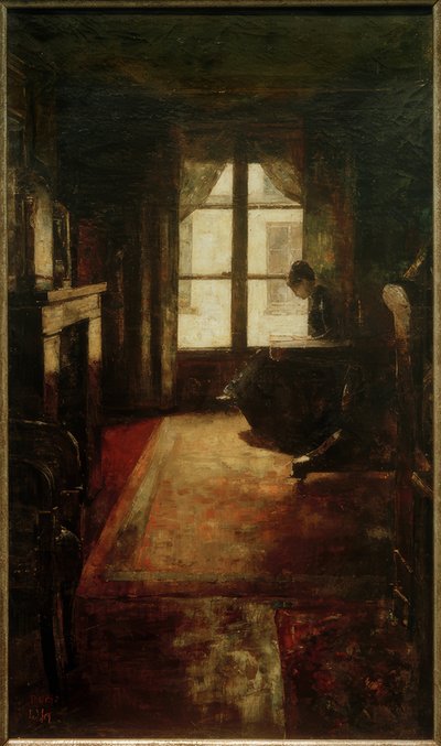 Intérieur parisien (femme lisant à la fenêtre) - Lesser Ury