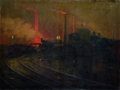 Les aciéries de Cardiff la nuit - Lionel Walden