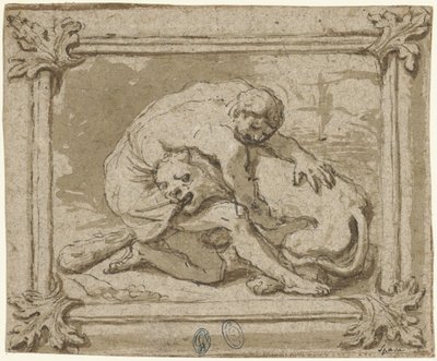 Hercule en combat avec le lion de Némée - Lionello Spada