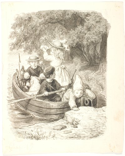 Les quatre enfants dans un bateau - Lorenz Frølich