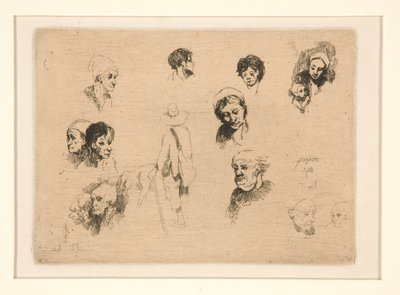 Divers croquis, têtes - Louis Adolphe Hervier