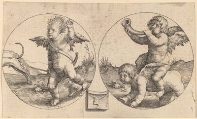 Deux Cupidons dans deux cercles - Lucas van Leyden