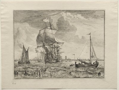 Scène marine avec Amsterdam au loin - Ludolf Backhuysen