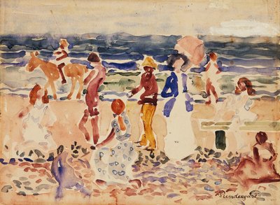 Sur la plage - Maurice Brazil Prendergast