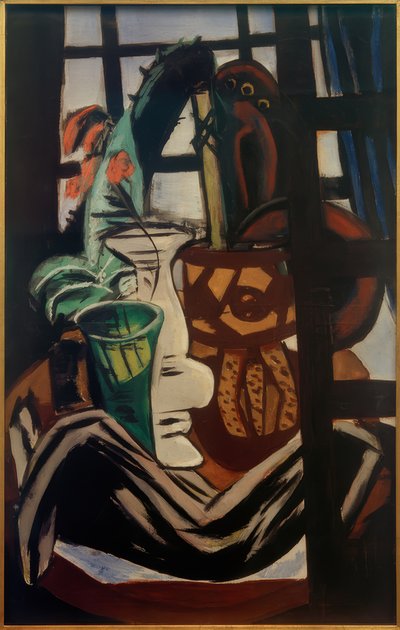 Atelier avec table et verres - Max Beckmann