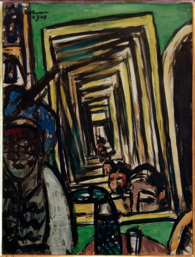 Intérieur de café avec miroir de jeu - Max Beckmann