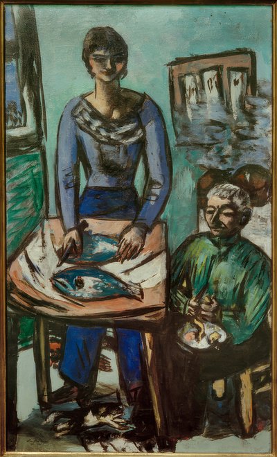 La Cuisine (Quappi avec des poissons) - Max Beckmann