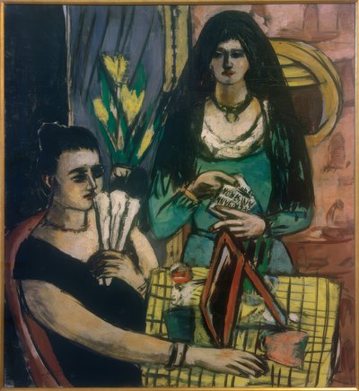 Fille en noir sur vert - Max Beckmann