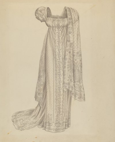 Robe de mariée avec écharpe, vers 1939 - Melita Hofmann