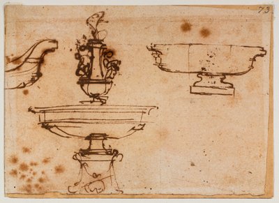 Trois dessins de fontaines - Michelangelo Buonarroti