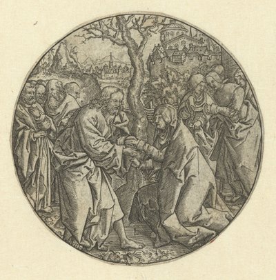 Le Christ prend congé de Marie - Monogrammist L (graveur, Nederland)