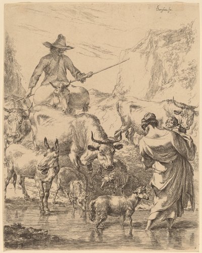 Troupeau traversant le ruisseau - Nicolaes Pietersz Berchem