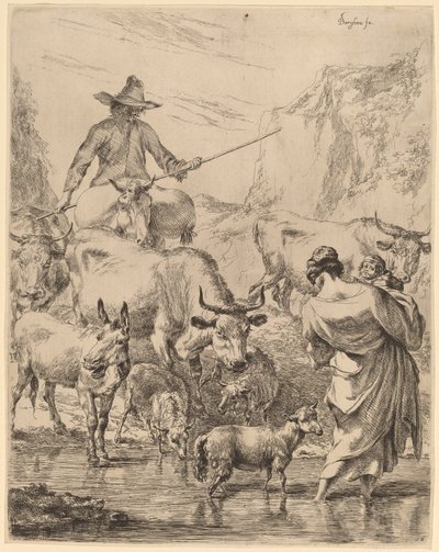 Troupeau traversant le ruisseau - Nicolaes Pietersz Berchem