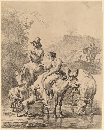 Bergère sur un âne - Nicolaes Pietersz Berchem